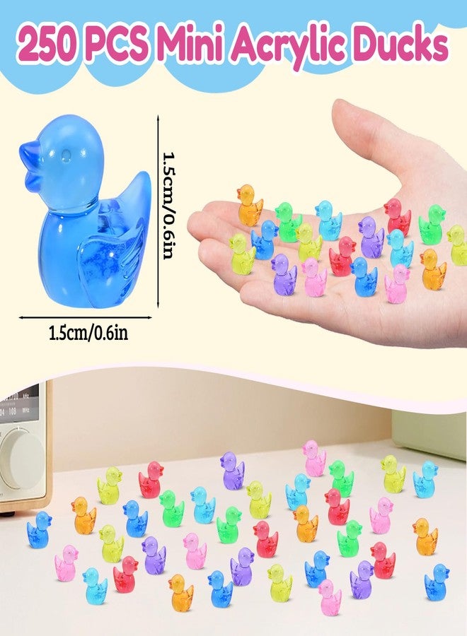 Feivando 250 Pcs Mini Acrylic Ducks Colorful Small Little Tiny Resin Duck Figures to Hide Animal Miniature Figurines for Crafts Vase Fillers Dollhouse Micro Landscape Aquarium Decoration - Image 2