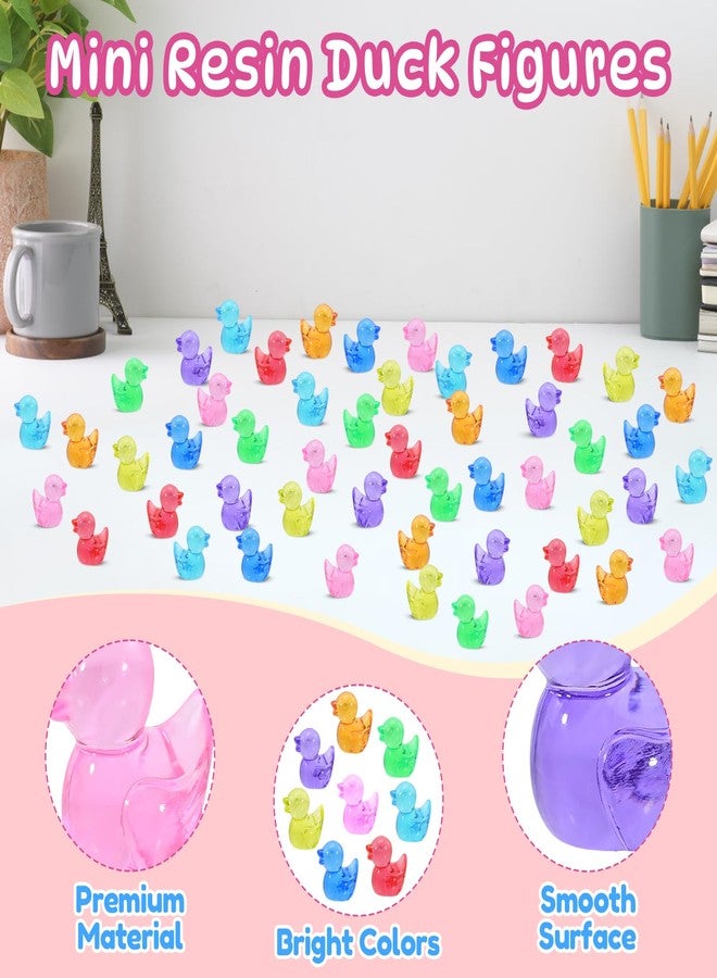 Feivando 250 Pcs Mini Acrylic Ducks Colorful Small Little Tiny Resin Duck Figures to Hide Animal Miniature Figurines for Crafts Vase Fillers Dollhouse Micro Landscape Aquarium Decoration - Image 3