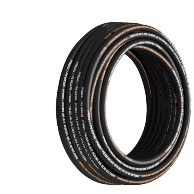 VEVOR Hydraulic Hose 3/8 Inch x 100 Ft, 4800 PSI Coiled With 2 High-Tensile Steel Wire Braid, Bulk Rubber Flexible Oil Hose20C to 140C - Image 1