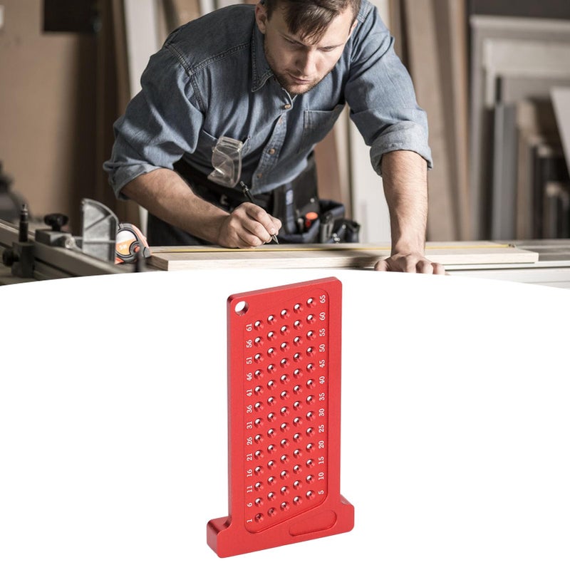 65mm Red Woodworking Scribing Gauge Hole Positioning Ruler For Workplaces - Image 4