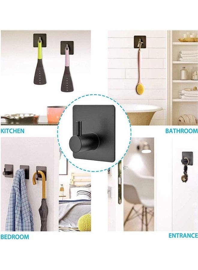 4-Piece Stainless Steel Hook Set - Black Wall Mounted Hooks for Robes, Coats, Abayas & Towels (4.5x4.5x2.7cm) - Durable Home Organization - Image 3