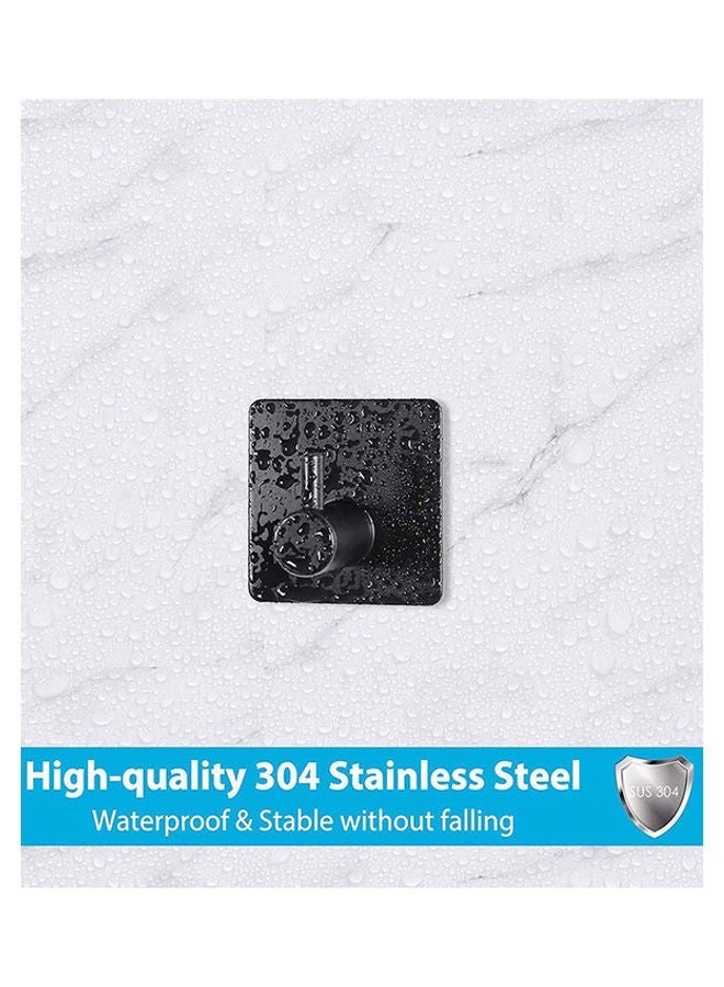 4-Piece Stainless Steel Hook Set - Black Wall Mounted Hooks for Robes, Coats, Abayas & Towels (4.5x4.5x2.7cm) - Durable Home Organization - Image 4