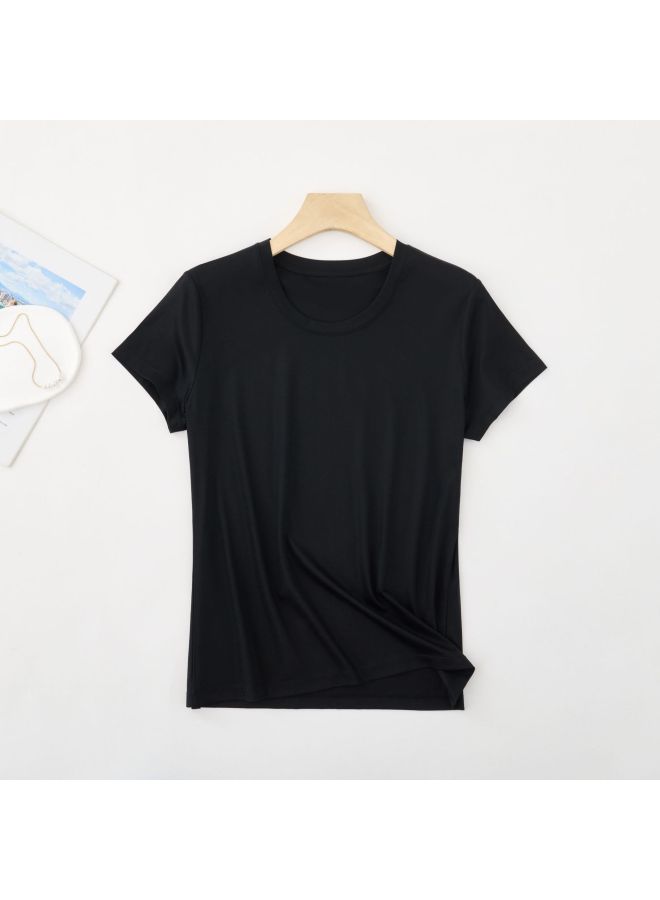 [bacteriostatic Modal] 100 Class A Ladies Short Sleeve Spring And Summer New Home Round Neck Solid Color Short Sleeve T-shirt Women