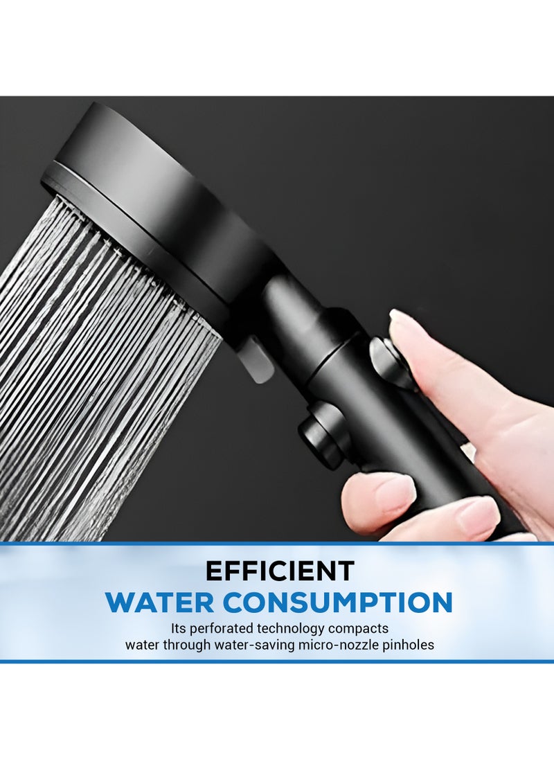 DANEEN - 5-Function Adjustable High-Pressure Shower Head - Chlorine Removal, Ionic Handheld & Spa-Like Experience Luxury- Includes Teflon Tape & 1.5m Hose (BLACK) - Image 1