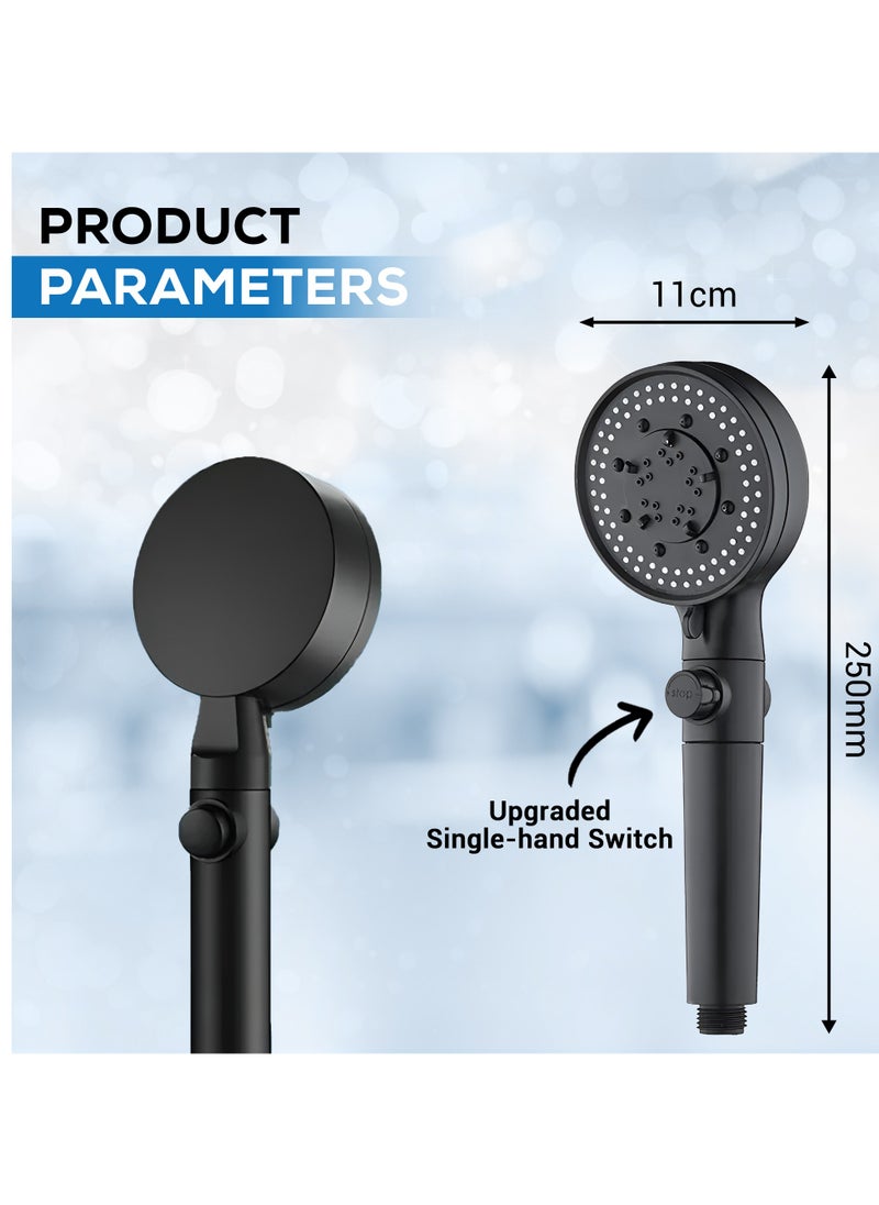 DANEEN - 5-Function Adjustable High-Pressure Shower Head - Chlorine Removal, Ionic Handheld & Spa-Like Experience Luxury- Includes Teflon Tape & 1.5m Hose (BLACK) - Image 1