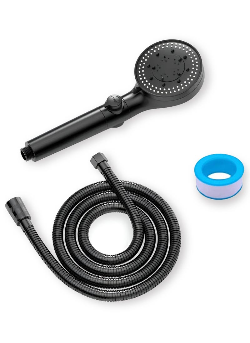 DANEEN - 5-Function Adjustable High-Pressure Shower Head - Chlorine Removal, Ionic Handheld & Spa-Like Experience Luxury- Includes Teflon Tape & 1.5m Hose (BLACK) - Image 1