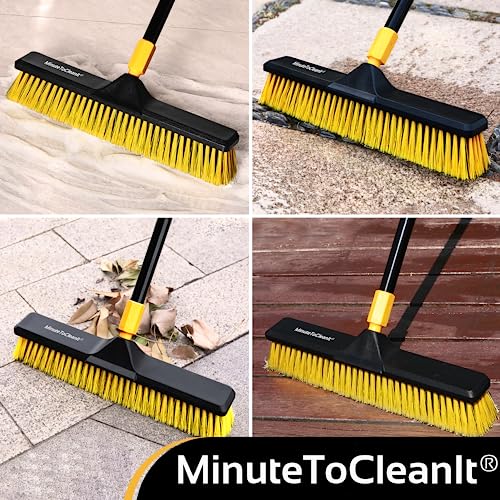 MinuteToCleanIt 18-Inch Heavy Duty Cleaning Brush, Yard Broom with Extendable Handle for Garden, Walkway, Balcony, Industrial Spaces and Outdoor area, 65.3-Inch-Long Pole, Wet & Dry Use, Yellow - Image 5