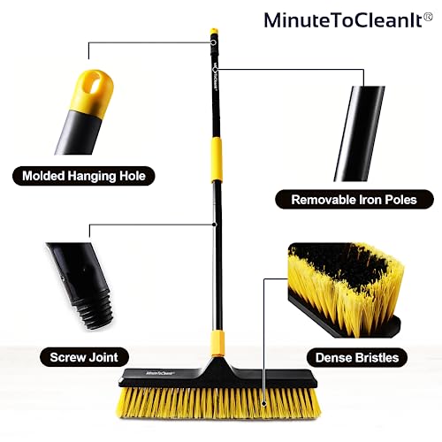 MinuteToCleanIt 18-Inch Heavy Duty Cleaning Brush, Yard Broom with Extendable Handle for Garden, Walkway, Balcony, Industrial Spaces and Outdoor area, 65.3-Inch-Long Pole, Wet & Dry Use, Yellow - Image 3