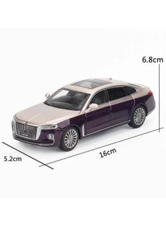 Swift سيارات لعب Hongqi H9 بمقياس 1:24، نموذج مصبوب معدني فاخر، سحب خلفي من سبائك الزنك مع مصابيح أمامية وخلفية، باب مفتوح، نظام تعليق حقيقي للطرق الوعرة، أرجواني  - Image 5