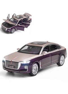 Swift سيارات لعب Hongqi H9 بمقياس 1:24، نموذج مصبوب معدني فاخر، سحب خلفي من سبائك الزنك مع مصابيح أمامية وخلفية، باب مفتوح، نظام تعليق حقيقي للطرق الوعرة، أرجواني  - Image 2