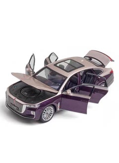 Swift سيارات لعب Hongqi H9 بمقياس 1:24، نموذج مصبوب معدني فاخر، سحب خلفي من سبائك الزنك مع مصابيح أمامية وخلفية، باب مفتوح، نظام تعليق حقيقي للطرق الوعرة، أرجواني  - Image 3