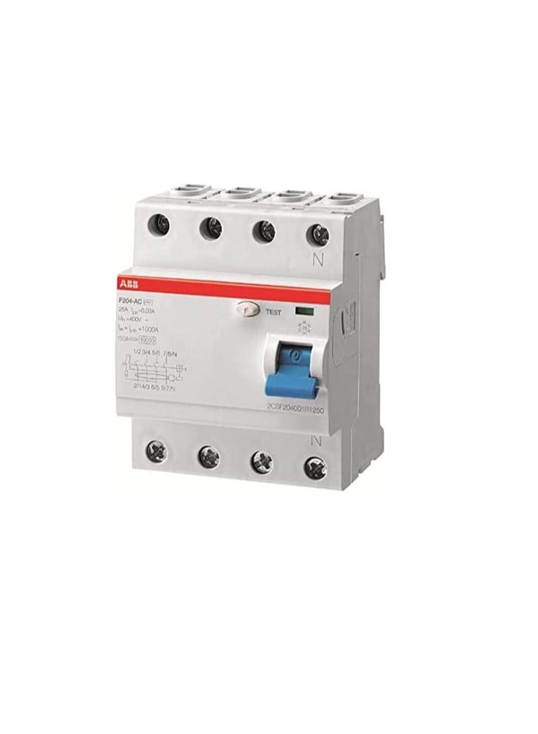 ABB Earth leakage circuit breaker 100A 4P 300MA F204 100A/0.30 (ELCB)2CSF204005R3900 (F664) - Image 1
