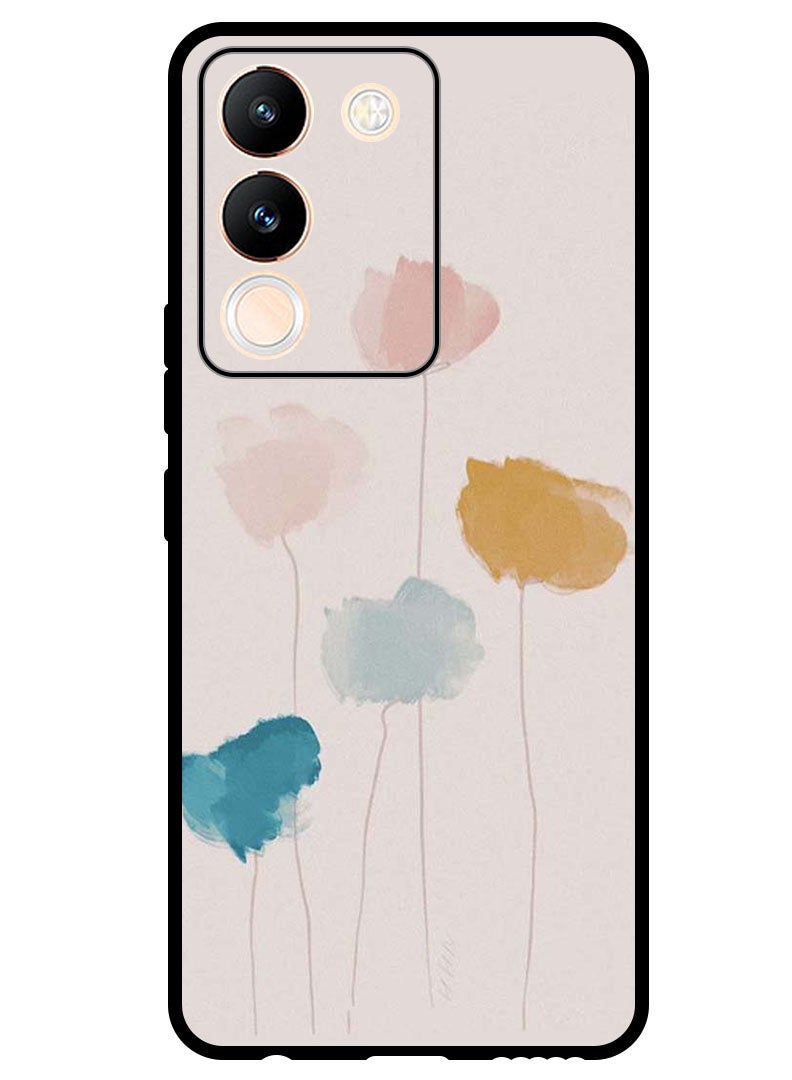 Theodor Protective Case Anti Scratch Shock Proof Bumper Cover For Vivo V29e Flower Paint - Image 1