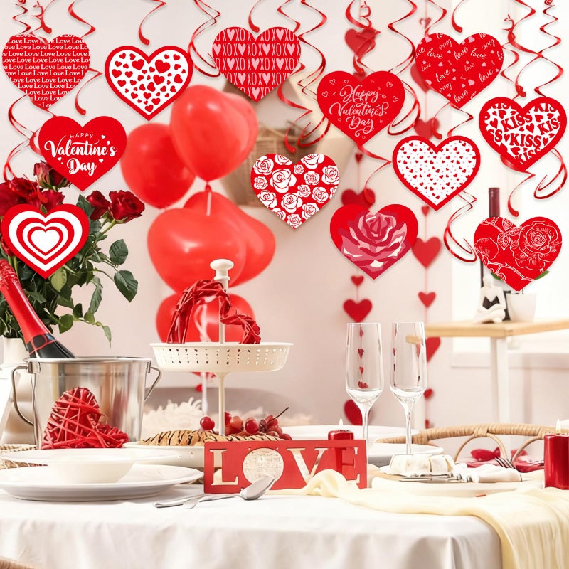 Pedel Valentine's Day Hanging Swirls, 30Pcs Love Heart Swirls Ceiling Decorations for Happy Valentines Day Galentines Anniversary Party Supplies - Image 2