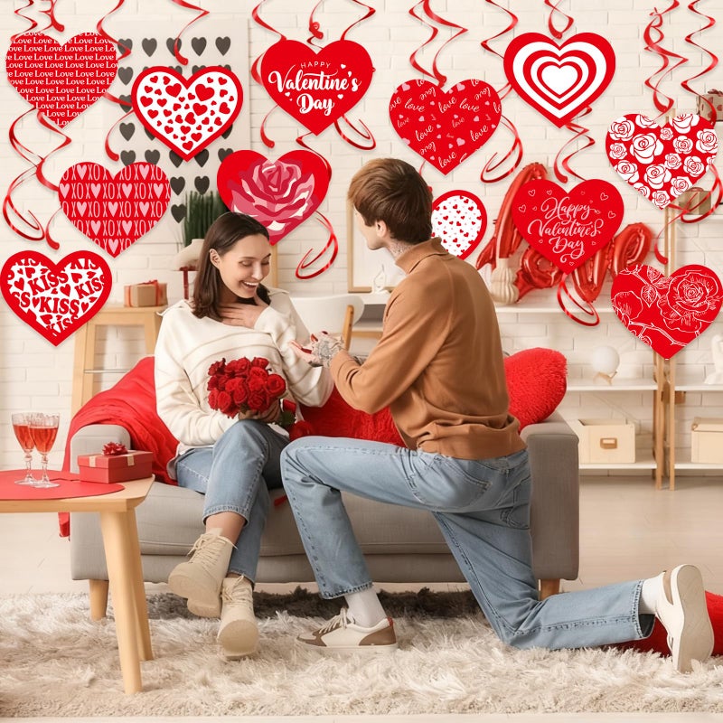 Pedel Valentine's Day Hanging Swirls, 30Pcs Love Heart Swirls Ceiling Decorations for Happy Valentines Day Galentines Anniversary Party Supplies - Image 4