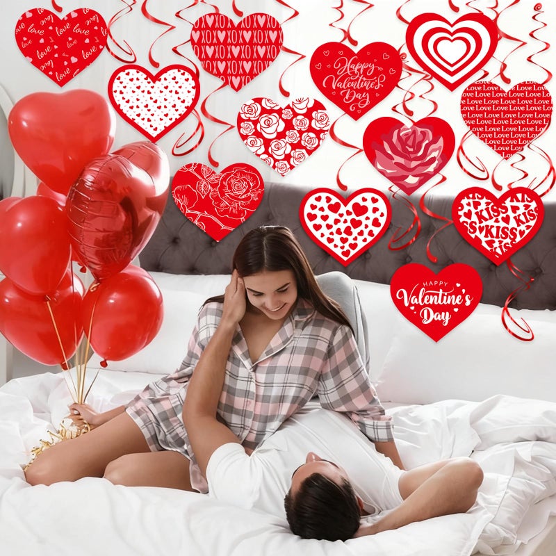 Pedel Valentine's Day Hanging Swirls, 30Pcs Love Heart Swirls Ceiling Decorations for Happy Valentines Day Galentines Anniversary Party Supplies - Image 3