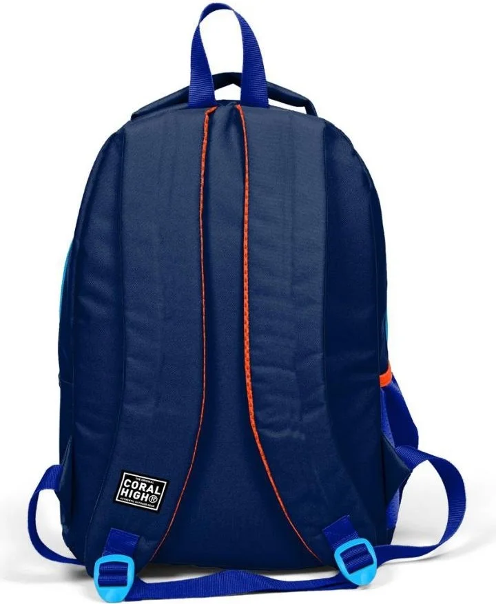 CORAL HIGH Kids Navy Blue Basketball Ball Patterned USB 2-Piece School Bag Set GOSET0224318