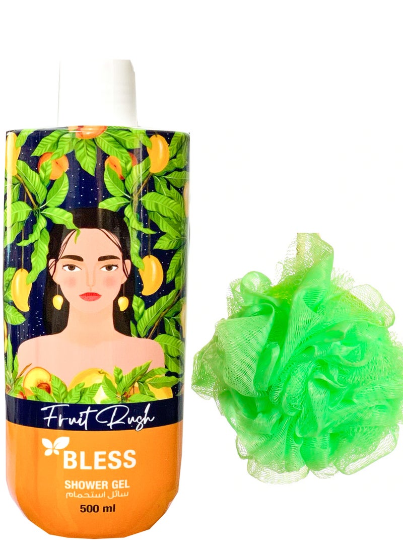 Bless Bless Shower Gel Fruit Rush 500 ml + Lofa Multi-Color 