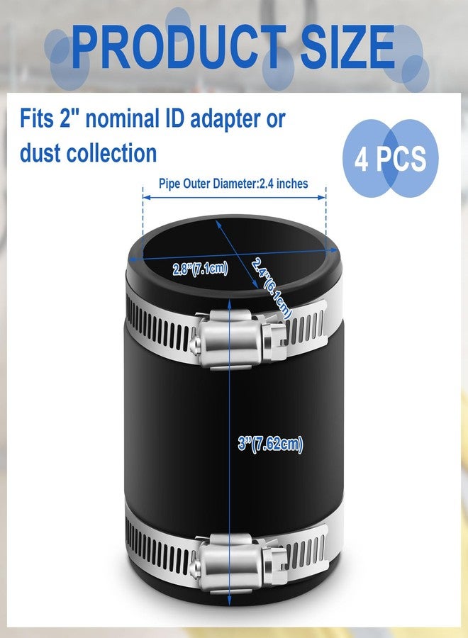 Minatee 4 Pcs Flexible PVC Coupling With Stainless Steel Clamps, for Plastic and Copper Plumbing Connections(2 Inch) - Image 2