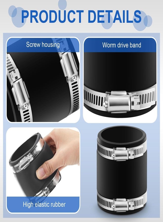 Minatee 4 Pcs Flexible PVC Coupling With Stainless Steel Clamps, for Plastic and Copper Plumbing Connections(2 Inch) - Image 4