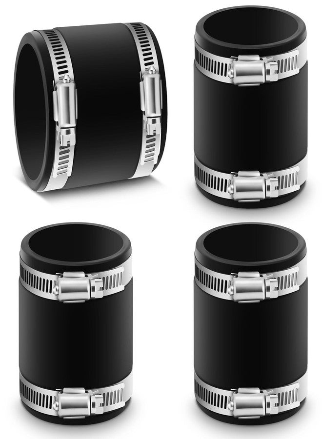 Minatee 4 Pcs Flexible PVC Coupling With Stainless Steel Clamps, for Plastic and Copper Plumbing Connections(2 Inch) - Image 1