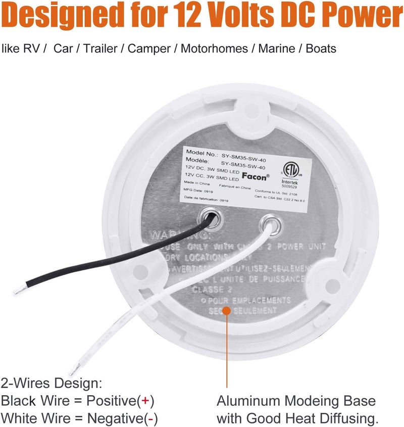 Facon 3-1/2'' LED RV Puck Light with Switch - 2 Pack - Image 5