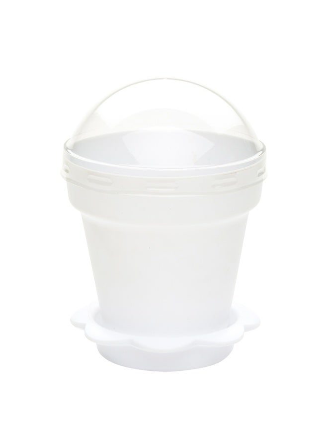 Restaurantware أكواب كعك زهور سعة 6 أونصات، 100 وعاء زهور للحلويات القابلة للاستخدام مرة واحدة - مع أغطية، مع قاعدة صحن قابلة للإزالة، حوامل كعك بلاستيكية بيضاء، للكعك، والبودينغ، والحلويات - Image 1