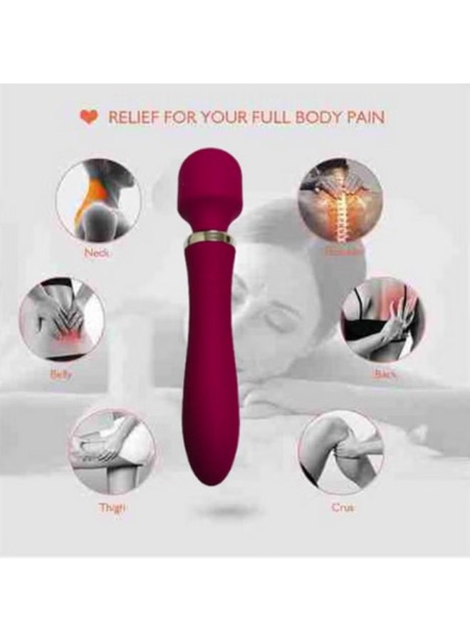 eCares® Rechargeable Handheld Body Massager Wand, Powerful Deep Tissue Muscle Relief, Full Body Massage for Neck, Back, Shoulders & Legs, Quiet Waterproof Portable Relaxation Device for Home & Travel, Red. - Image 2