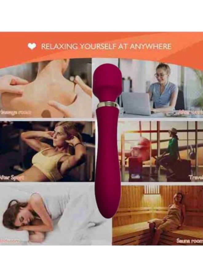 eCares® Rechargeable Handheld Body Massager Wand, Powerful Deep Tissue Muscle Relief, Full Body Massage for Neck, Back, Shoulders & Legs, Quiet Waterproof Portable Relaxation Device for Home & Travel, Red. - Image 4