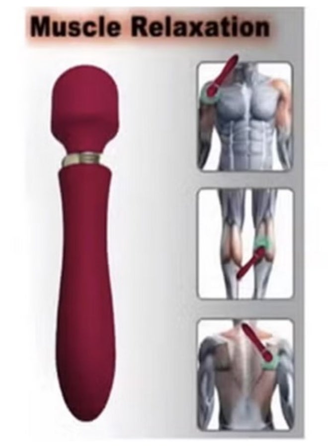 eCares® Rechargeable Handheld Body Massager Wand, Powerful Deep Tissue Muscle Relief, Full Body Massage for Neck, Back, Shoulders & Legs, Quiet Waterproof Portable Relaxation Device for Home & Travel, Red. - Image 5