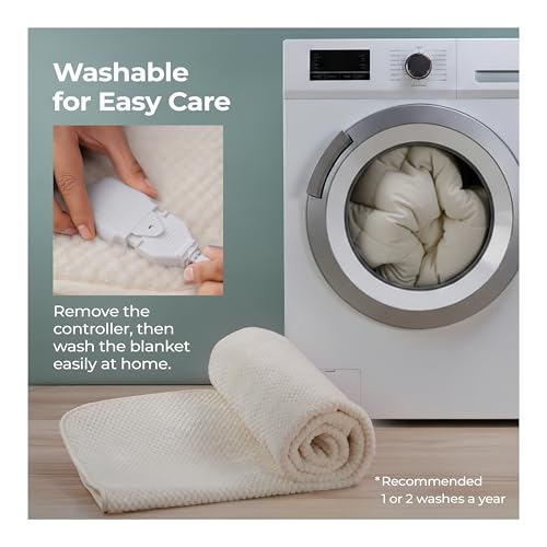 Lifelong Electric Under Blanket for Double Bed (180 x 160 cm) | Soft Fleece | Safe Heating Blanket Bed Warmer | 1-5 Temp Level & 1-10 hrs Timer | Detach & Wash | Heats After You Sleep/Sit Over It - Image 5