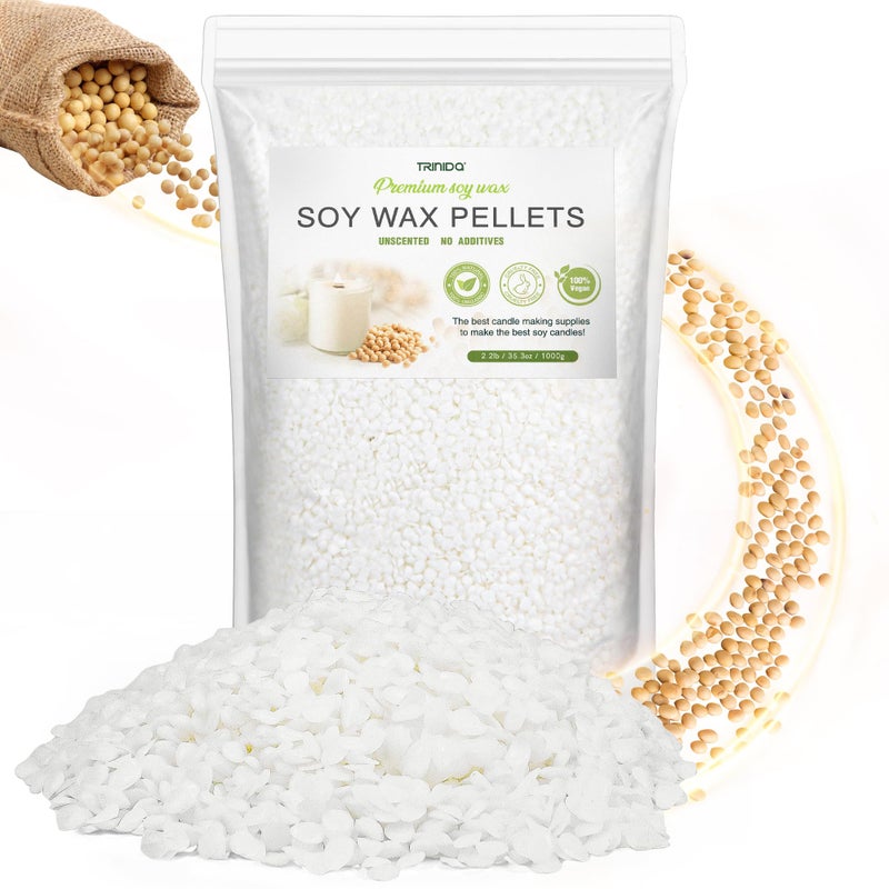 TRINIDa Soy Wax for Candle Making 1KG SoyPRO Candle Wax Pellets 100 Soy Wax Supplies of Candle Making for Adults and Beginners Premium Pure Natural