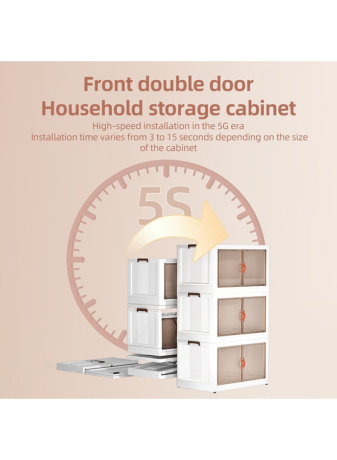 3 Pack Stackable Storage Bins with Lids and Wheels Open Front and Top Open Large Capacity Collapsible Organizer Bins Renter Friendly Install-Free Clear PP Storage Bins  - Image 2