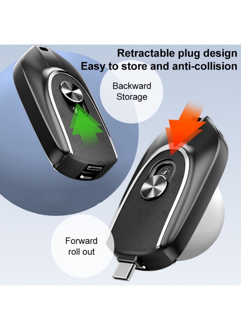 ELTRAZONE Keychain Portable Charger for Android,  Mini Power Emergency Pod Small Power Bank Battery Pack, Portable Fast Charging Cell Phone Charger (Black) - Image 1