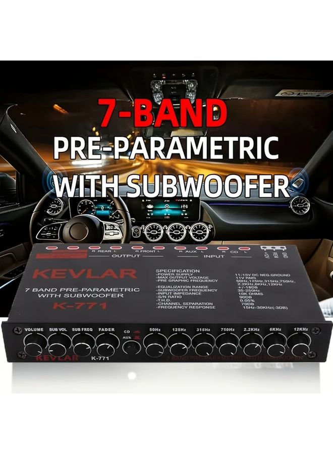 مُوازن رسومي صوتي للسيارات 7 نطاقات K771 مضخم صوتي للسيارات والعربات المنزلية والدراجات النارية - Image 2