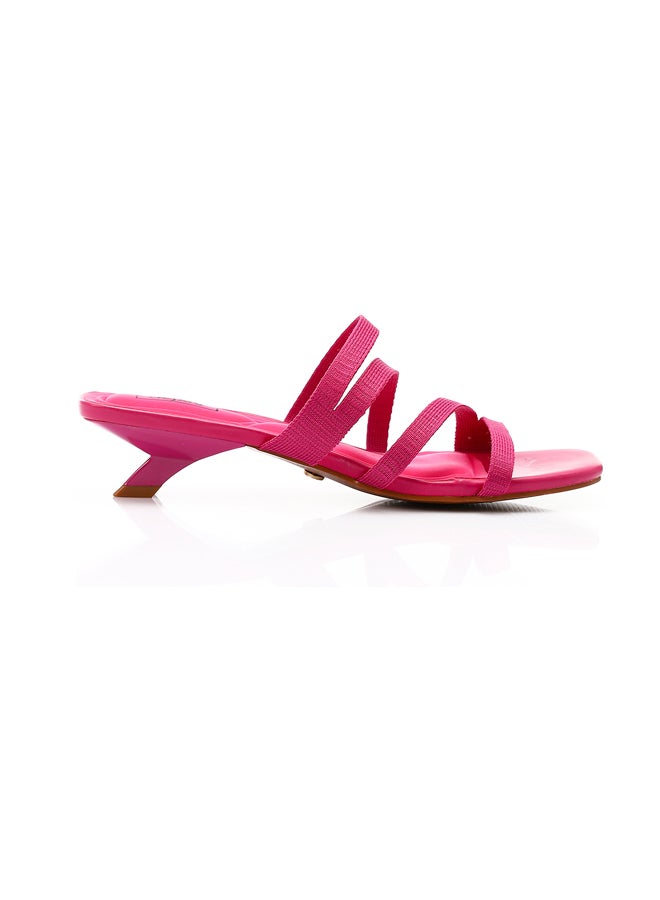 DejaVu Open Toecap Mid Heel Fuchsia Slippers - Image 1