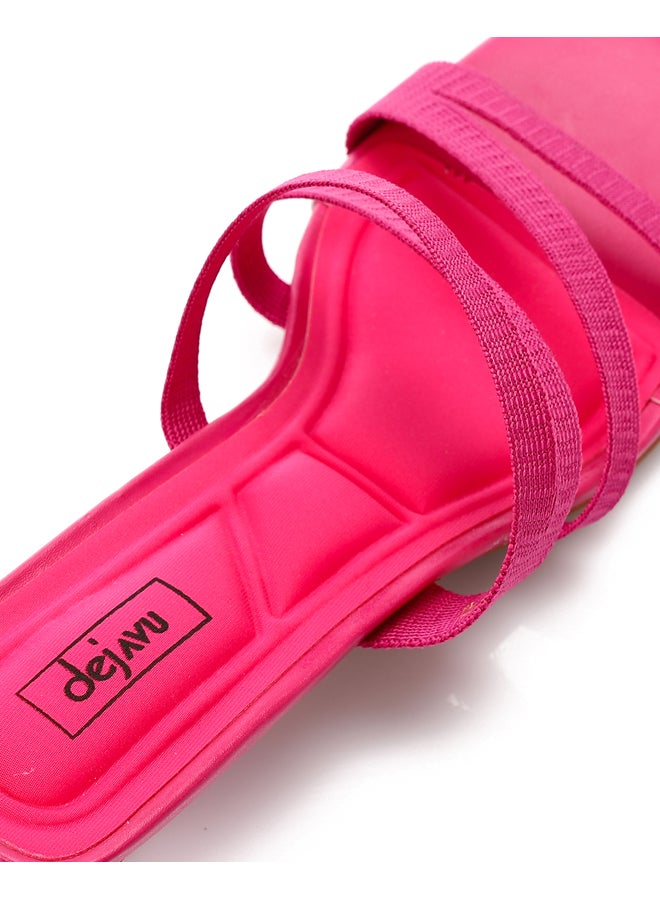 DejaVu Open Toecap Mid Heel Fuchsia Slippers - Image 4