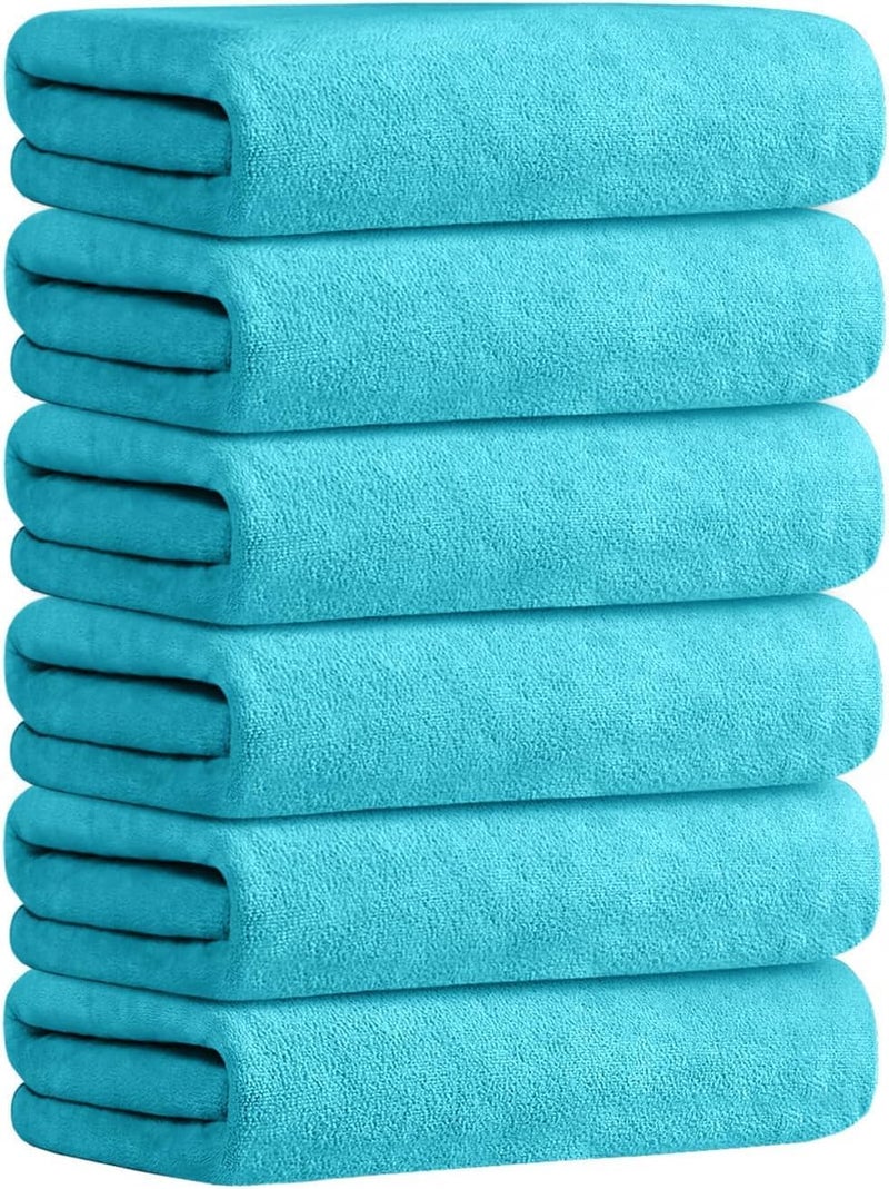 JML Bath Towels, Microfiber Bath Towel Set 6 Pack 30" x 60", Soft Absorbent Microfiber Towels for Body, No Fading Microfiber Bath Towels for Adult, Aquamarine - Image 1