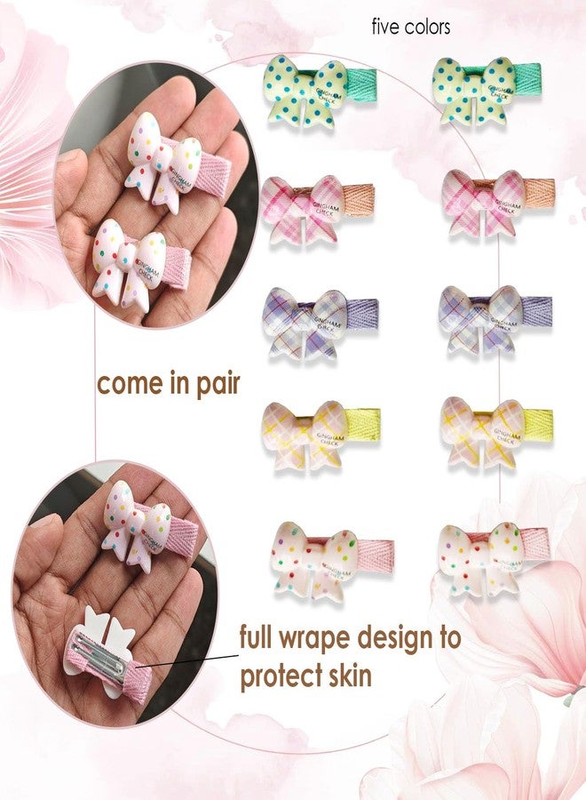 KARP 20PCS Bow Hair Clips for Girls - Cute Gingham & Polka Dot Bow Barrettes for Toddlers, Kids & Babies - Colorful Resin Hair Accessories for Daily Use, School & Gifts (Hair Pin (K2508)-Style-3) - Image 5