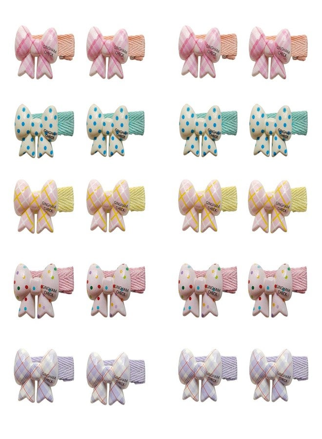 KARP 20PCS Bow Hair Clips for Girls - Cute Gingham & Polka Dot Bow Barrettes for Toddlers, Kids & Babies - Colorful Resin Hair Accessories for Daily Use, School & Gifts (Hair Pin (K2508)-Style-3) - Image 1