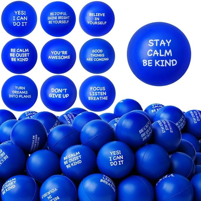 SHQDD 54PCS Motivational Stress Balls for Adults and Kids - Stress Balls Bulk Soft Sponge Squeeze Toys with Inspirational Quotes | Office Classroom Stress Relief Gifts | Anxiety Relief Fidget Toys - Image 1