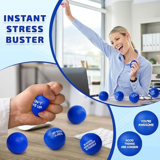SHQDD 54PCS Motivational Stress Balls for Adults and Kids - Stress Balls Bulk Soft Sponge Squeeze Toys with Inspirational Quotes | Office Classroom Stress Relief Gifts | Anxiety Relief Fidget Toys - Image 5