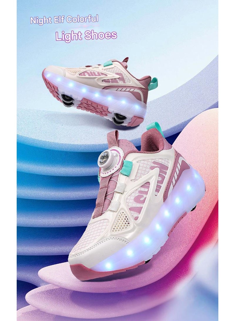 إسكدنيا Roller Skates 4 Wheels Shoes for Kids New Upgrade Skates Sneakers LED Light Up Rechargeable Sport Sneaker for Boys Girls Beginner More Balanced - Image 5