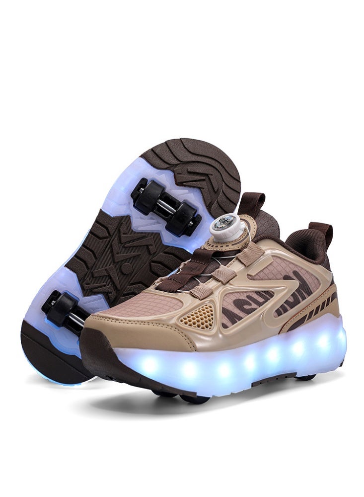 إسكدنيا Roller Skates 4 Wheels Shoes for Kids New Upgrade Skates Sneakers LED Light Up Rechargeable Sport Sneaker for Boys Girls Beginner More Balanced - Image 1