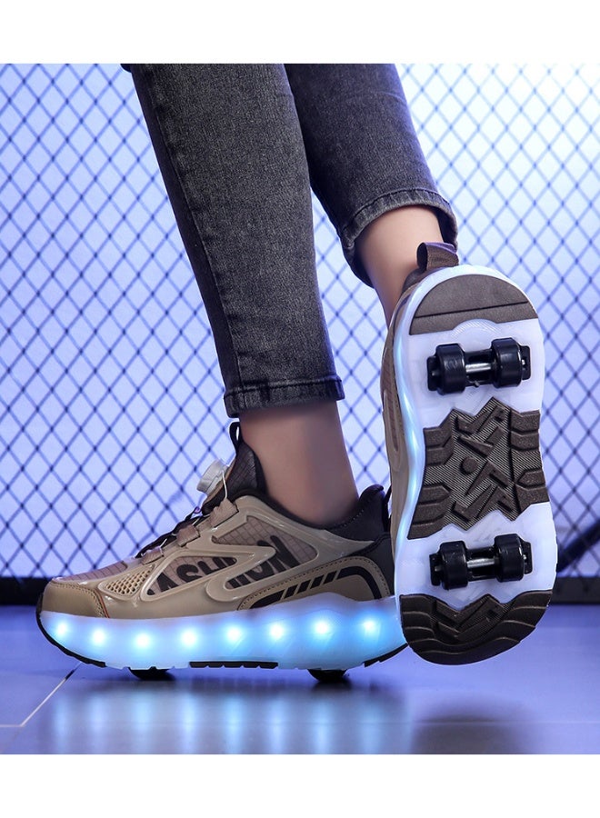 إسكدنيا Roller Skates 4 Wheels Shoes for Kids New Upgrade Skates Sneakers LED Light Up Rechargeable Sport Sneaker for Boys Girls Beginner More Balanced - Image 4