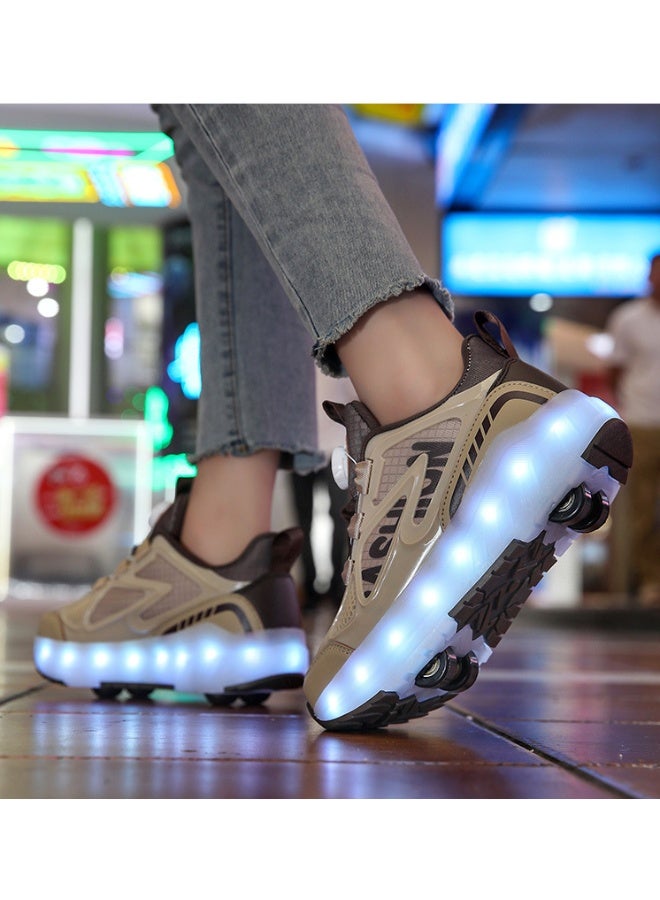 إسكدنيا Roller Skates 4 Wheels Shoes for Kids New Upgrade Skates Sneakers LED Light Up Rechargeable Sport Sneaker for Boys Girls Beginner More Balanced - Image 2