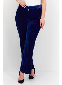 BCBGeneration Women Regular Fit Wide Leg Velvet Pants, Blue  - Image 1