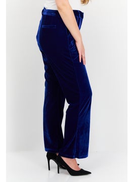 BCBGeneration Women Regular Fit Wide Leg Velvet Pants, Blue  - Image 4