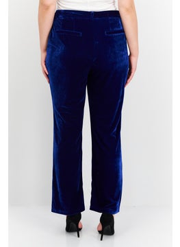 BCBGeneration Women Regular Fit Wide Leg Velvet Pants, Blue  - Image 2