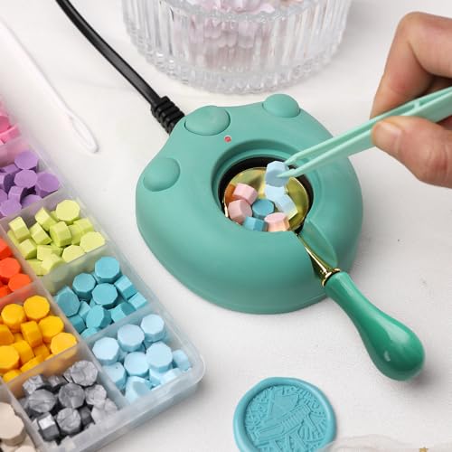 WUERLIN Electric Green Wax Seal Warmer with Spoon and Tweezers - Great Tool for DIY Wax Seals and Stamps - Image 2